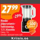 Blender jääpurustamisfunktsiooniga, 1,5 L klaasnõu