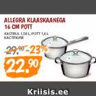 Allahindlus - ALLEGRA KLAASKAANEGA
16 CM POTT