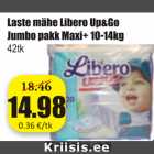 Allahindlus - Laste mähe Libero Up&Go Jumbo pakk Maxi+ 10 - 14 kg, 42 tk