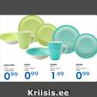 Allahindlus - SUOITALDRIK 21 cm, sinine, roheline - 0,99€; KRUUS 350 ml, sinine, roheline - 0,99€; TALDRIK 26 cm, sinine, roheline  - 1,49€; TALDRIK 19 cm, sinine, roheline  - 0,99€