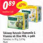 Allahindlus - Tükiseep Naturals Chamomile & Vitamins või Olive Milk, 4-pakk