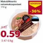 Allahindlus - Maks&Moorits
veisemaksapasteet
170 g