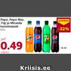 Allahindlus - Pepsi, Pepsi Max,
7Up ja Miranda
karastusjook
0,5 L