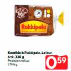 Koorikleib Rukkipala, Leibur,
6 tk, 330 g
