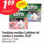 Puuviljatee mustikas & põldmari või
vaarikas & maasikas, 20 pk*