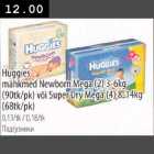 Mähkmed - Huggies mähkmed Newborn Mega (2) 3-6kg(90tk/pk)või Super Dry Mega (4)8-14kg (68tk/pk)