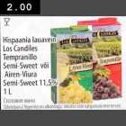 Allahindlus - Hispaania Los Candiles Tempranillo Semi-Sweet või
Airen-Viura Semi-Sweet 11,5% 1L