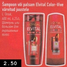 Šampoon või palsam Elvital Color-Vive
värvitud juustele