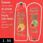 Šampoon
(250 ml, 6,00/L)
või palsam
(200 ml, 7,50/L)
Fructis
Color Resist