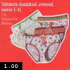 Tüdrukute aluspüksid, erinevad,
suurus S-XL
1 tk 