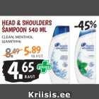 Allahindlus - HEAD & SHOULDERS
ŠAMPOON 540 ML
