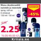 Allahindlus - Nivea deodorandid
naistele ja meestele