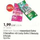 Allahindlus - Wilkinson Sword raseerijad Extra 3 Sensitive või Lady 3 Beauty 4 tk/pk