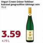 Allahindlus - Ungari Crown Grüner Veltliner kaitstud geograafilise tähisega vein 75 cl