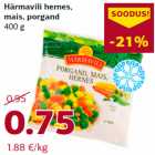 Allahindlus - Härmavili hernes,
mais, porgand
400 g