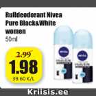 Allahindlus - Rulldeodorant Nivea Pure Black&White women, 50 ml