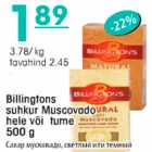 Allahindlus - Billingtons suhkur Muscovado nele või tume 500g