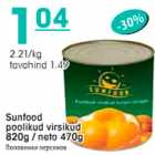 Allahindlus - Sunfood poolikud virsikud 820g/neto470g