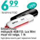 Allahindlus - Silicon Power mälupulk 4GB F.D. Lux Mini must või valge, 1tk