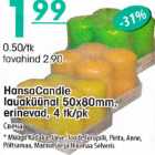 Allahindlus - Hansa Candle lauaküünal 50x80mm, erinevad, 4tk/pk