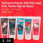 Hambapasta Batman, Hello Kitty, Angry Birds, Monster High või Thomas