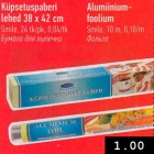 Allahindlus - Küpsetuspaberi Lehed 38 x 42 cm, Smile, 24 tk/pk; Alumiiniumfoolium, Smile, 10 m