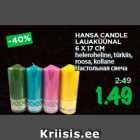 Allahindlus - HANSA CANDLE
LAUAKÜÜNAL
6 X 17 CM