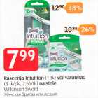 Allahindlus - Raseerija
Intuition 1 tk või varuterad 3 tk/pk, 2,66/tk naistele Wilkinson Sword