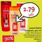 Allahindlus - Loreal Elvital
šampoon, 400 ml
•Color-Vive šampoon
•Anti-Breakage šmpoon
•Total Repair šampoon
