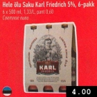 Hele õlu Saku Karl Friedrich 5%, 6-pakk
6 x 500 ml, 1,33/L, pant 0,60 