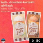 Vanilli- või šokolaadi-koorejäätis
vahvlitopsis