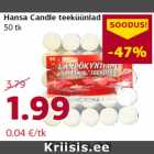 Allahindlus - Hansa Candle teeküünlad
50 tk