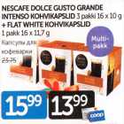 NESCAFE DOLCE GUSTO GRANDE INTENSO KOHVIKAPSLID 3 pakki 16 x 10 g + FLAT WHITE KOHVIKAPSLID 1 pakk 16 x 11,7 g