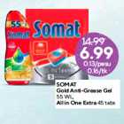 SOMAT
Gold Anti-Grease Gel
55 WL,
All in One Extra 45 tabs