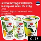 Allahindlus - LaCrema koorejogurt metsmaasika, mango või sidruni 5%, 380 g