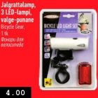 Jalgrattalamp, 3LED-lampi, valge-punane