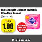 Allahindlus - Hügieeniside Libresse Invisible
Ultra Thin Normal
