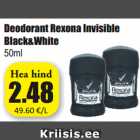 Allahindlus - Deodorant Rexona Invisible
Black&White
50ml