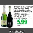 ITAALIA KPN KVALITEETVAHUVEIN FIORELLI ASTI DOLCE DOCG 7%, ITAALIA KPN VAHUVEIN CAVALIERI REALI TREVISO PROSECCO EXTRA DRY