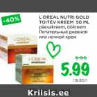 Allahindlus - L´OREAL NUTRI GOLD TOITEV KREEM 50 ML