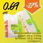 Allahindlus - Bittles kuivatatud puuviljad banan,200g; aprikoosid, 150 g