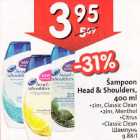 Allahindlus - Šampoon Head & Shoulders,400 ml .2in1, Classic Clean
.2inl, Menthol . Citrus .Classic Сlеаn 