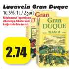 Allahindlus - Lauavein Gran Duque
10,5%, 1L / 2 sorti