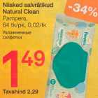 Allahindlus - Niisked salvrätikud
Natural Clean 