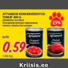 Allahindlus - ATTIANESE KONSERVEERITUD
TOMAT 400 G