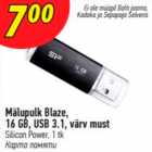 Allahindlus - Mälupulk Blaze, 16 GB, USB 3.1, värv must