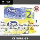 Allahindlus - Zeva tualettpaber Deluxe Pure White või Deluxe Jasmiin, 3-kihiline, 10 rl/pk