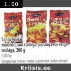 Allahindlus - Santa Maria maisikrõpsud Chilliga, juustuga või kerge soolaga,200 g