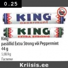 Allahindlus - King pastillid Ехtrа Strong või Рерреrmint 44g