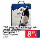 Allahindlus - Tšilli geograafilise tähisega vein Andres Cabernet Sauvignon, 3 l